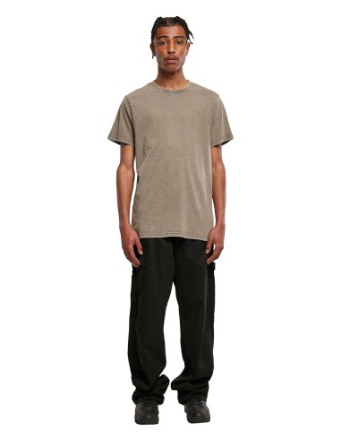 B-BY190-Acid Washed Round Neck Tee